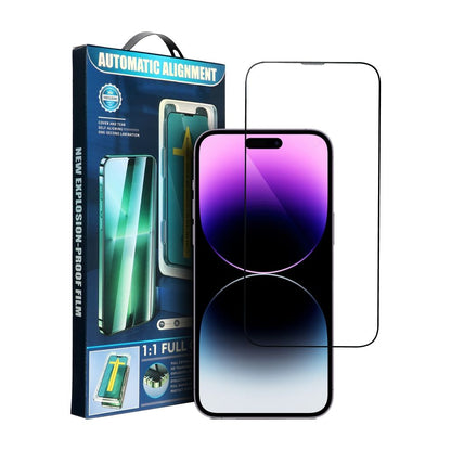 Ochranná fólie na displej OEM s automatickým zarovnáním pro Apple iPhone 14 Plus / 13 Pro Max, tvrzené sklo, plné lepidlo, 5D, černá