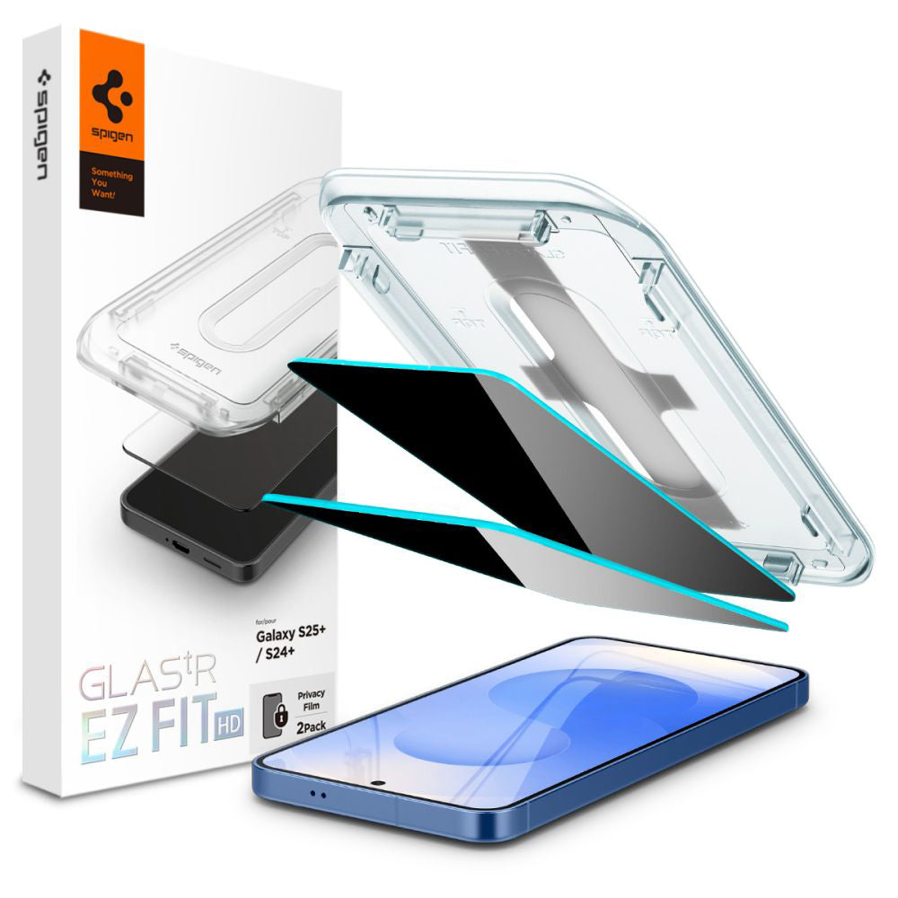 Spigen GlastR EZ FIT HD Privacy Screen Protector for Samsung Galaxy S25+ S936 / S24+ S926, Tempered Glass, Full Glue, Set of 2 Pieces