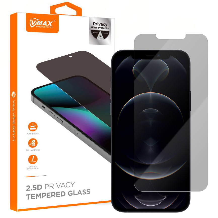 Ochranná fólie na displej Privacy Vmax pro Apple iPhone 12 Pro Max, tvrzené sklo, plné lepidlo, 2.5D