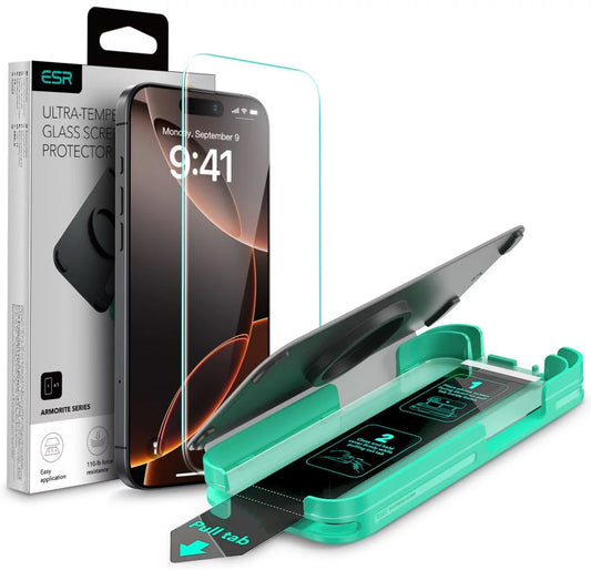 ESR Armorite Screen Protector for Apple iPhone 16 Pro Max, Tempered Glass, Full Glue, Black