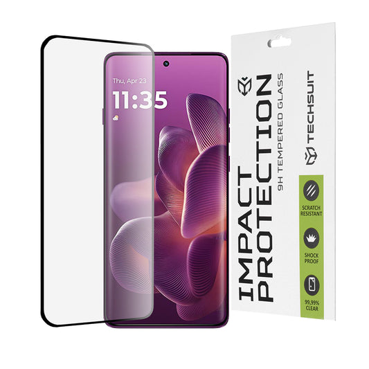Ochranná fólie na displej Techsuit pro Motorola Edge 60 Pro, tvrzené sklo, plné lepidlo, 111D, černá