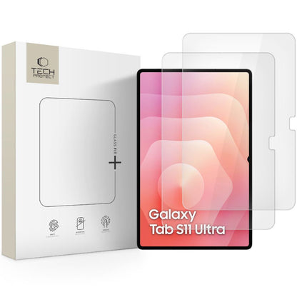 Ochranná fólie na displej Tech-Protect FIT+ pro Samsung Galaxy Tab S11 Ultra / Tab S10 Ultra, Tvrzené sklo, Full Glue, Sada 2 kusy, 2.5D