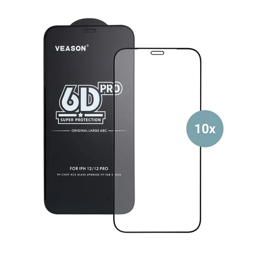 Ochranná fólie na displej Veason PRO pro Apple iPhone 17 Air, tvrzené sklo, plné lepidlo, sada 10 kusů, 6D, černá