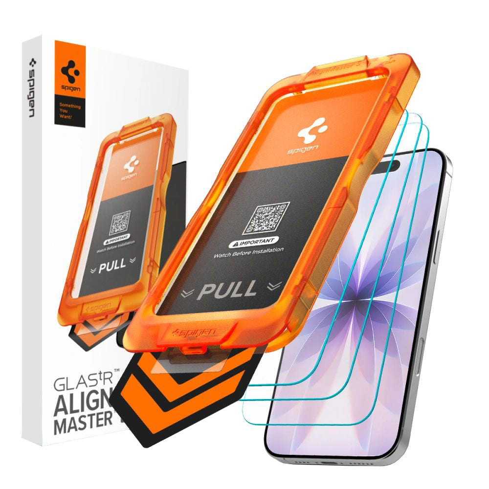Spigen GlastR Align Master Slim Screen Protector for Apple iPhone 17, Tempered Glass, Full Glue, Set of 3 pieces AGL10484
