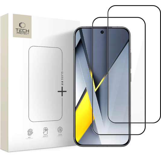 Ochranná fólie na displej Tech-Protect FIT+ pro Xiaomi Poco F8 Ultra, tvrzené sklo, plné lepidlo, sada 2 kusů, 2.5D, černá