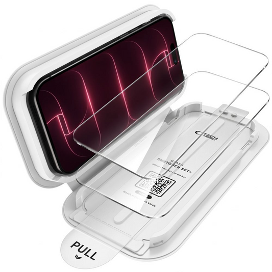 Ochranná fólie na displej Tech-Protect OneTouch pro Apple iPhone 18 Pro / 17 Pro, tvrzené sklo, plné lepidlo, sada 2 kusy, průhledná