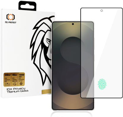 Ochranné sklo na displej Privacy Tel Protect 10X Plus Titanium pro Samsung Galaxy S25 Ultra S938, tvrzené sklo, celoplošné lepení