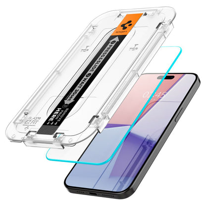 Ochranná fólie na displej Spigen GlastR EZ FIT pro Apple iPhone 15 Pro Max, Tvrzené sklo, Full Glue, Sada 2 kusy AGL06872