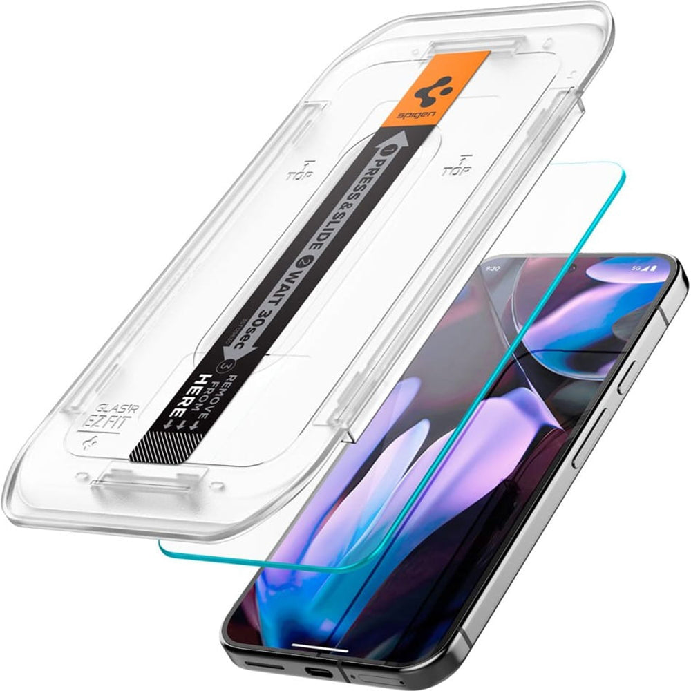 Ochranná fólie na displej Spigen GlastR EZ FIT pro Google Pixel 9 Pro XL, Tvrzené sklo, Full Glue, Sada 2 kusy