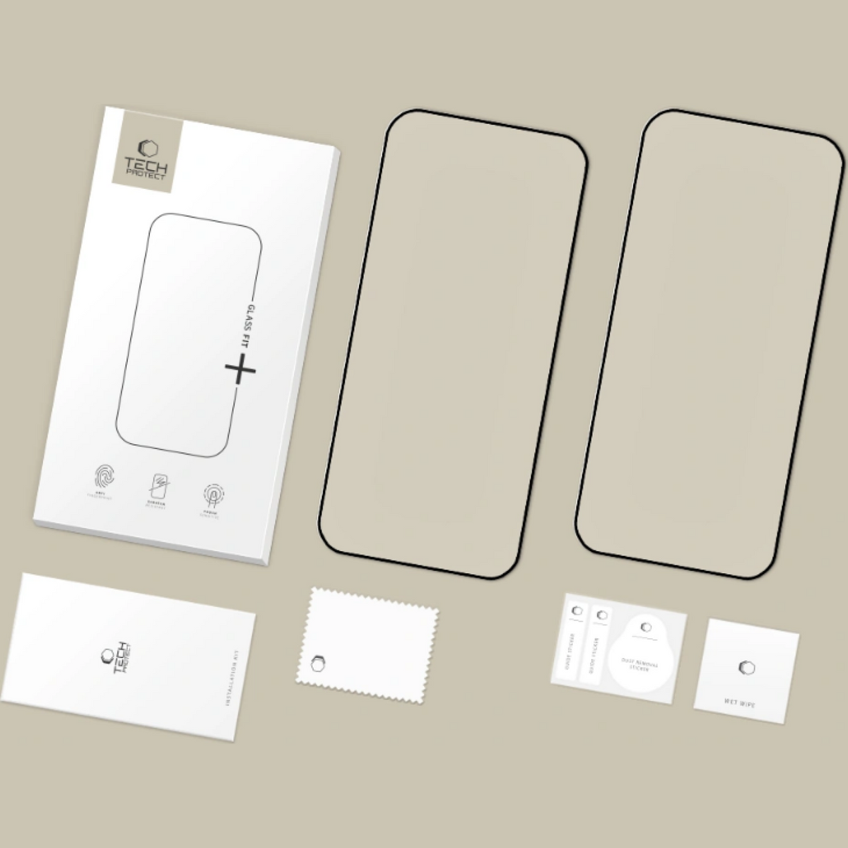 Ochranná fólie na displej Tech-Protect FIT+ pro Xiaomi Poco F8 Ultra, tvrzené sklo, plné lepidlo, sada 2 kusů, 2.5D, černá