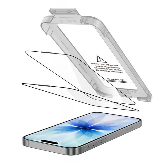 Ochranná fólie na displej Tech-Protect Quick Set+ pro Apple iPhone 17, Tvrzené sklo, Full Glue, Sada 2 kusy, Černá