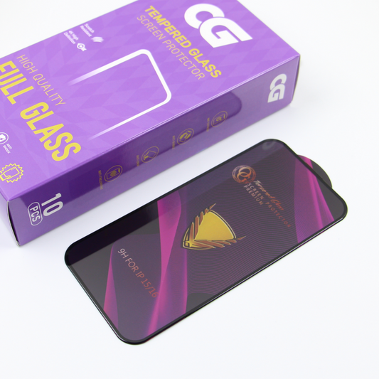 Ochranná fólie na displej OG Premium pro Apple iPhone 14 Pro, tvrzené sklo, plné lepidlo, sada 10 kusů, černá