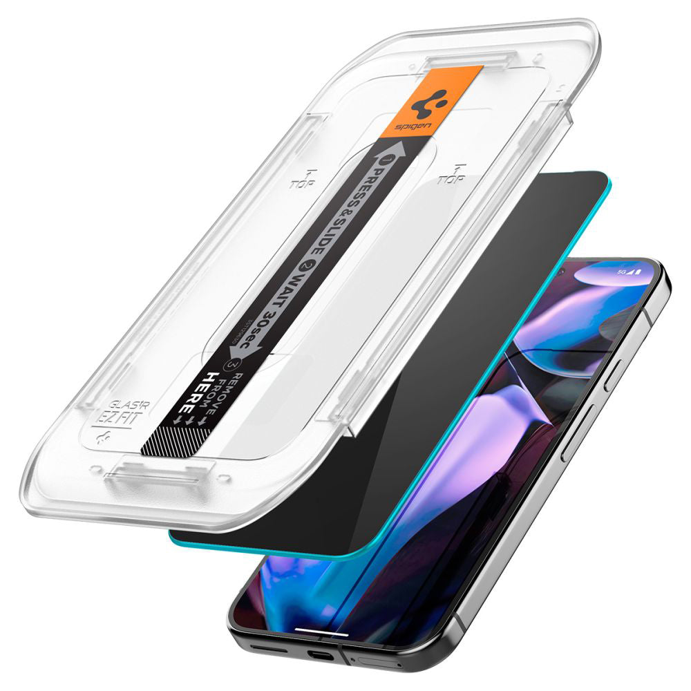 Spigen GlastR EZ FIT Privacy Screen Protector for Google Pixel 9 / 9 Pro, Tempered Glass, Full Glue, Set of 2 pieces