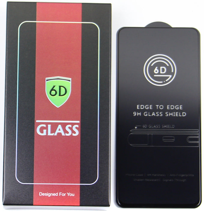 OEM ochranná fólie na displej pro Apple iPhone 17e / 16e / 14 / 13 Pro, tvrzené sklo, plné lepidlo, sada 10 kusů, 6D, černá