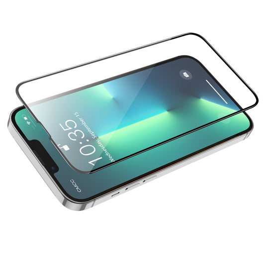Ochranná fólie na displej HOCO G16 pro Apple iPhone 16e / 14 / 13 Pro / 13, Tvrzené sklo, Full Glue, 5D, Černá.