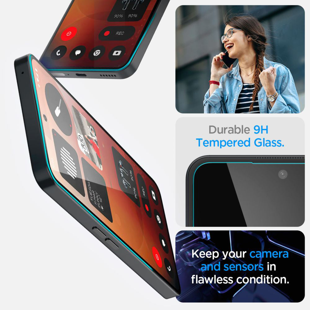 Clear Spigen GlastR EZ FIT Screen Protector for Nothing Phone (3a) / Phone (3a) Pro, Tempered Glass, Full Glue AGL09429