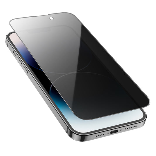 Ochranná fólie na displej Privacy HOCO G15 pro Apple iPhone 16 Plus / 15 Plus, Tvrzené sklo, Full Glue, 5D