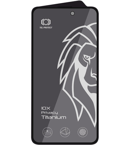Ochranné sklo na displej s filtrem soukromí Tel Protect 10X Plus Titanium pro Apple iPhone 17 / 16 Pro, tvrzené sklo, celoplošné lepení