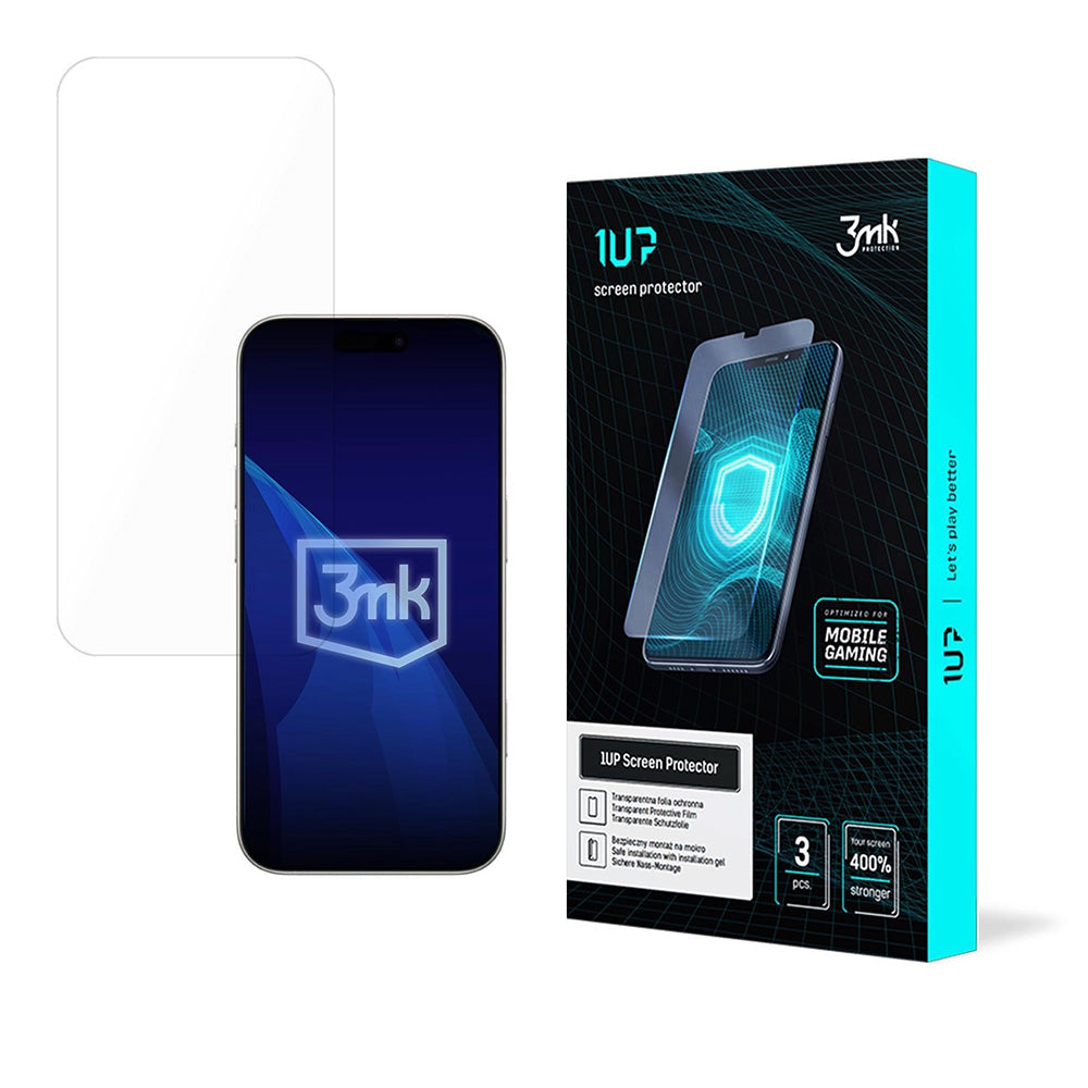 Ochranná fólie na displej 3MK 1UP pro Apple iPhone 17 Pro Max, Tvrzené sklo, Full Glue, Sada 3 kusy