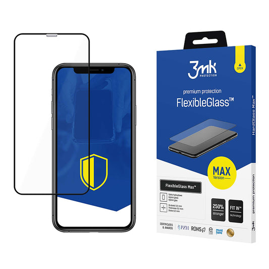 Ochranná fólie na displej 3MK FlexibleGlass Max pro Apple iPhone 11 / XR, flexibilní sklo, plné lepidlo, černá