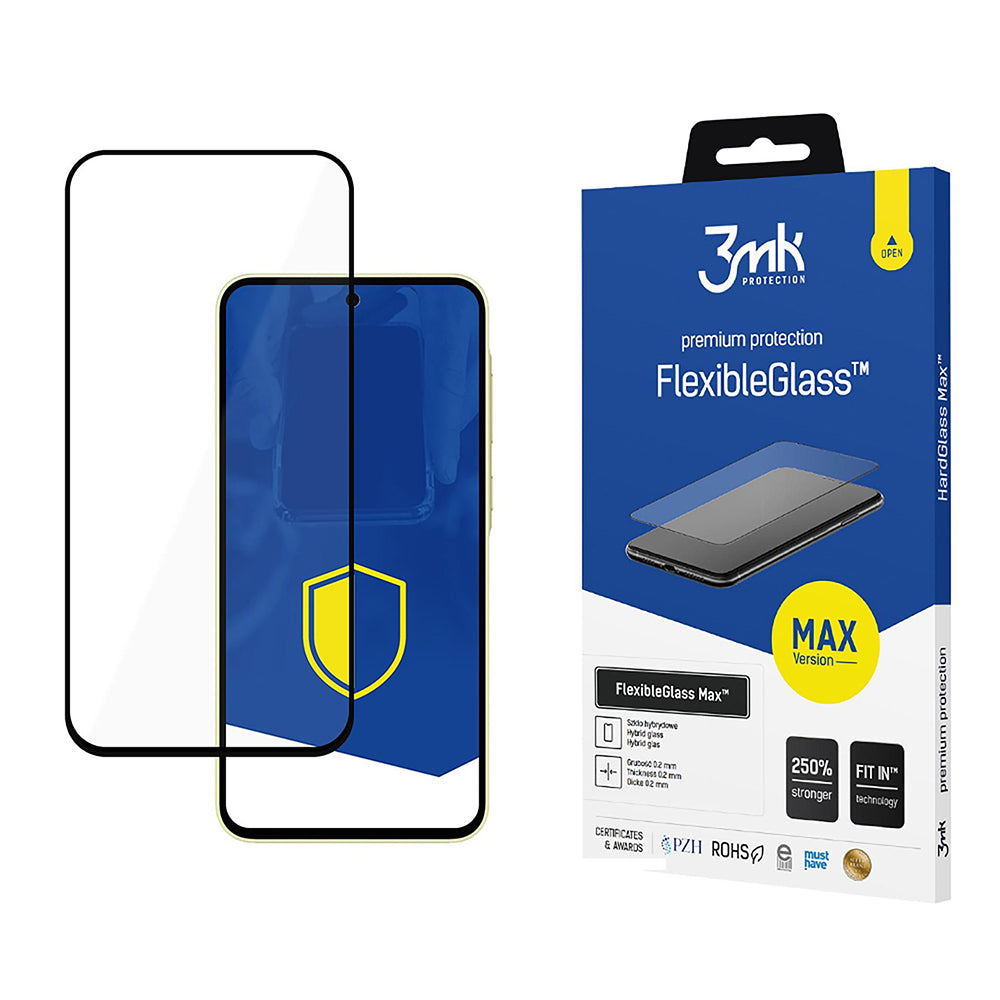 Ochranná fólie na displej 3MK FlexibleGlass Max pro Samsung Galaxy A35 5G A356, flexibilní sklo, plné lepidlo, černá
