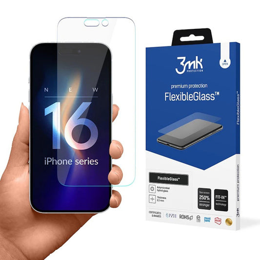 Ochranná fólie na displej 3MK FlexibleGlass pro Apple iPhone 16 Pro Max, flexibilní sklo, plné lepidlo