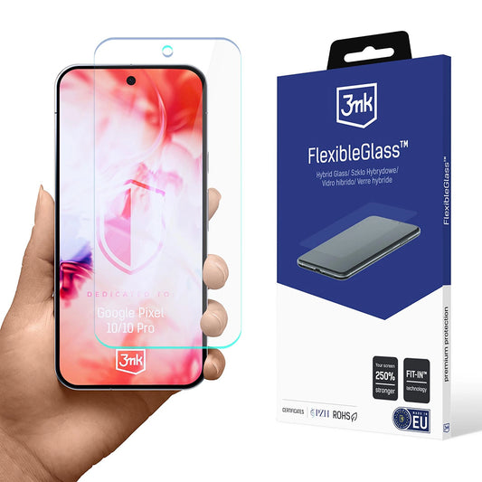 Ochranná fólie na displej 3MK FlexibleGlass pro Google Pixel 10 Pro / 10, flexibilní sklo, plné lepidlo