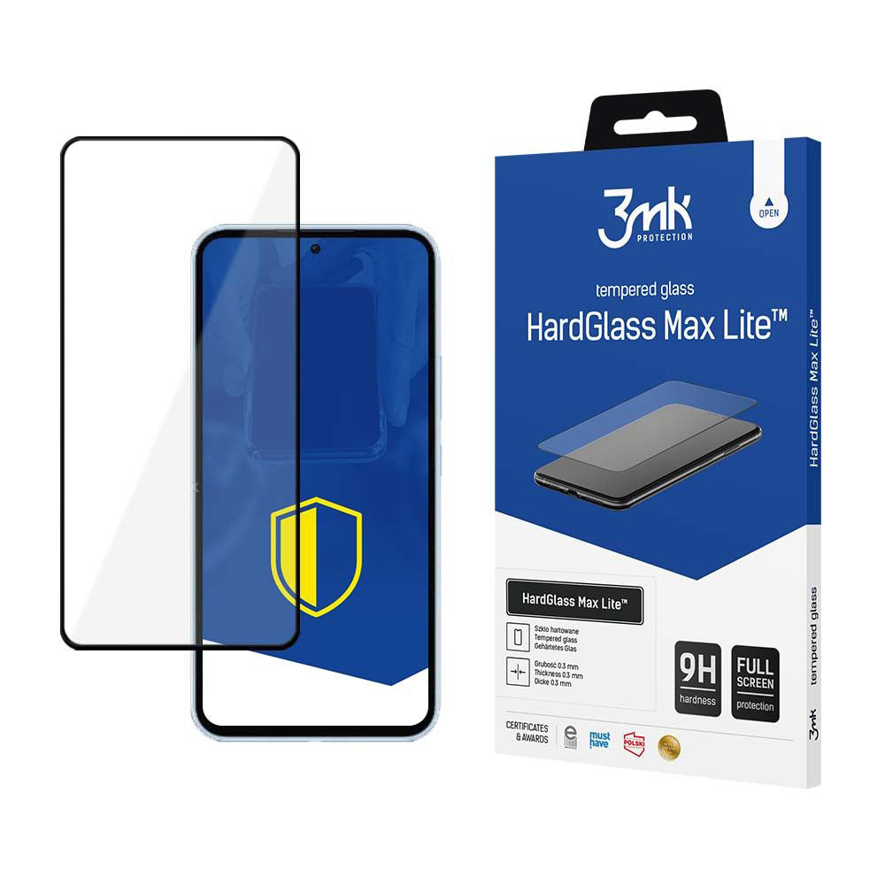 Ochranná fólie na displej 3MK HardGlass Max Lite pro Samsung Galaxy A55 5G A556 / A35 5G A356, tvrzené sklo, plné lepidlo, černá