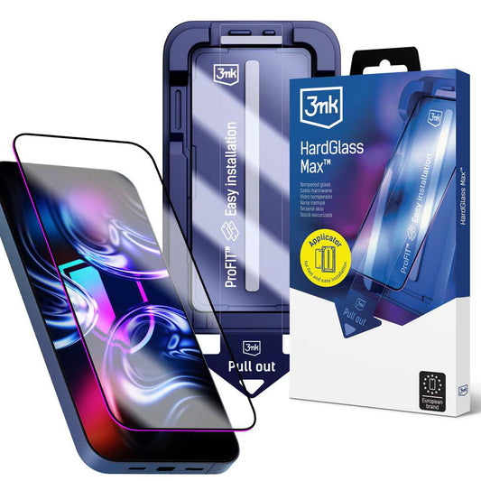Ochranná fólie na displej 3MK HardGlass Max pro Apple iPhone 18 Pro Max / 17 Pro Max, tvrzené sklo, plné lepidlo, černá