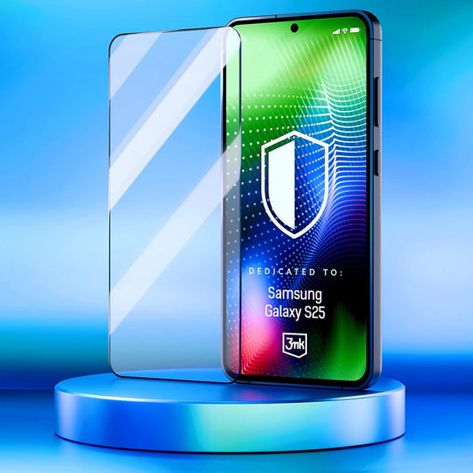 Ochranná fólie na displej 3MK Hardy Ultra pro Samsung Galaxy S25 S931, tvrzené sklo, plné lepidlo, černá