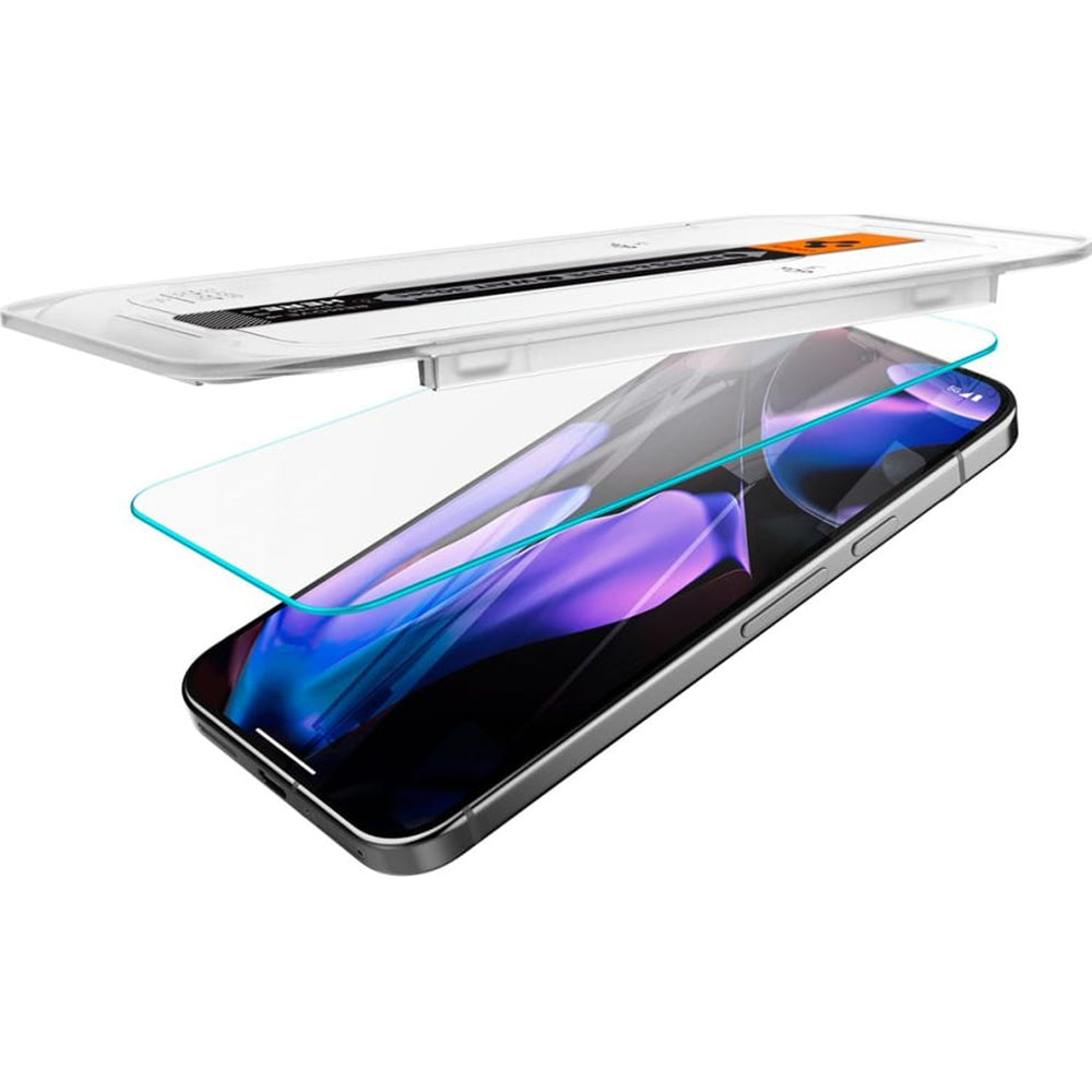 Ochranná fólie na displej Spigen GlastR EZ FIT pro Google Pixel 9 Pro XL, Tvrzené sklo, Full Glue, Sada 2 kusy
