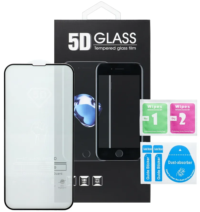 OEM Screen Protector Film for Motorola Moto G57 / G67 Power / G57 Power, Tempered Glass, Full Glue, 5D, Black