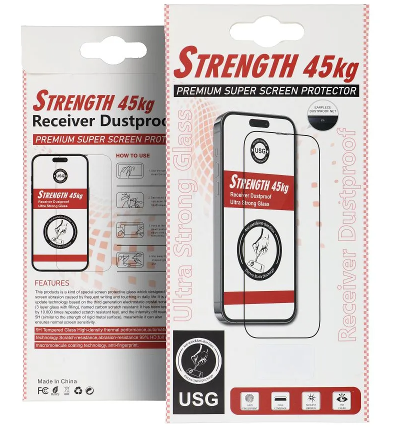Ochranná fólie na displej OEM Ultra Strong 45KG pro Apple iPhone 17 Pro Max, tvrzené sklo, plné lepidlo, 2.5D, černá