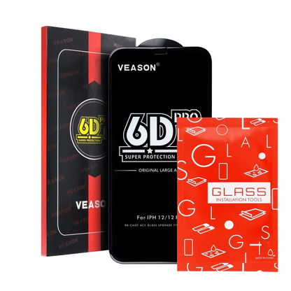 Ochranná fólie na displej Veason PRO pro Apple iPhone 17 / 16 Pro, tvrzené sklo, plné lepidlo, 6D, černá