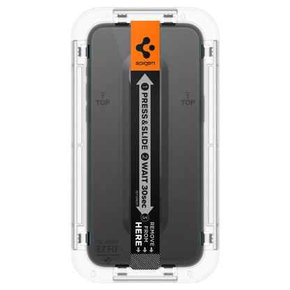 Ochranná fólie na displej Spigen GlastR EZ FIT pro Apple iPhone 15 Pro Max, Tvrzené sklo, Full Glue, Sada 2 kusy AGL06872