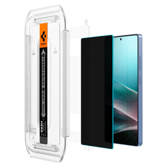 Ochranná fólie na displej Privacy Spigen GlastR EZ FIT HD pro Samsung Galaxy S25 Ultra S938, tvrzené sklo, plné lepidlo, sada 2 kusů AGL09335