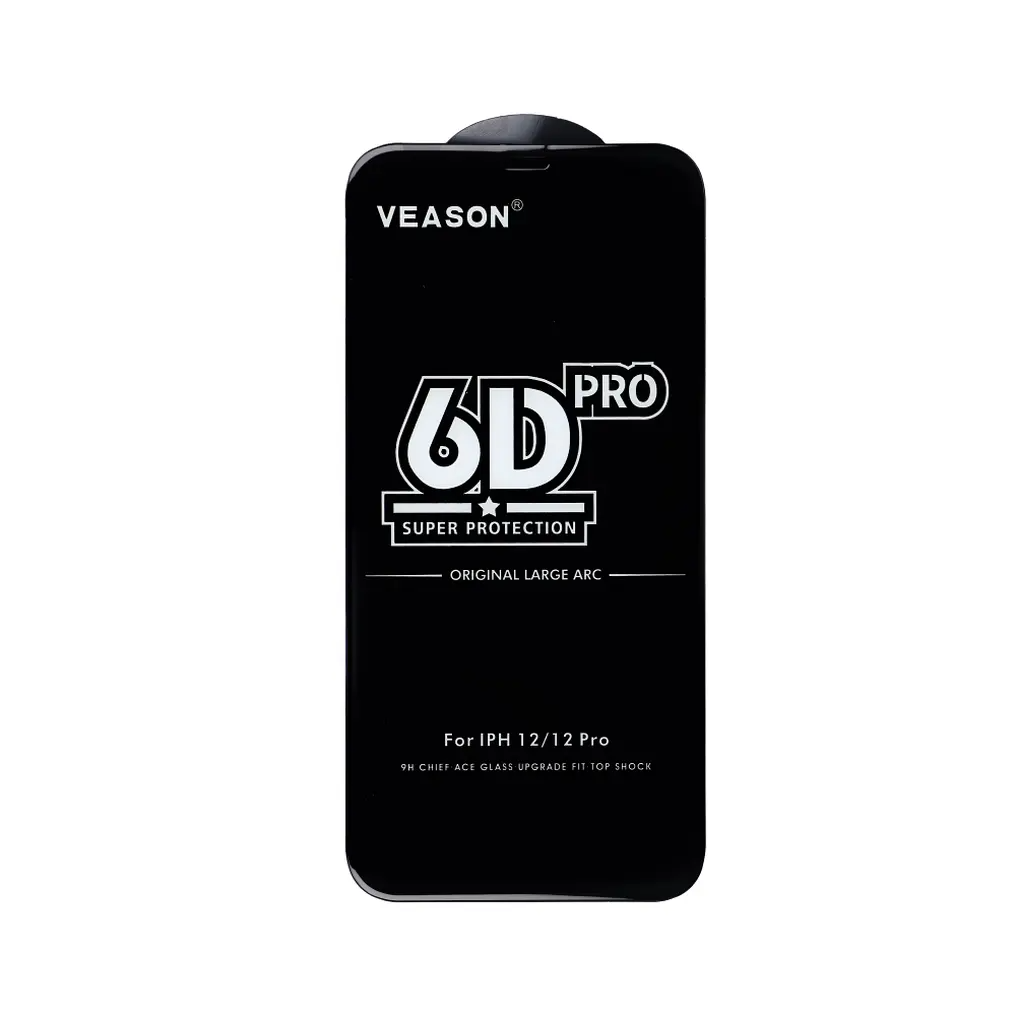 Ochranná fólie na displej Veason PRO pro Apple iPhone 17 / 16 Pro, tvrzené sklo, plné lepidlo, 6D, černá