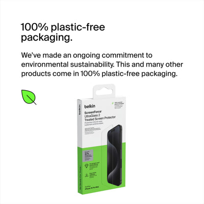 Ochranná fólie na displej Belkin ScreenForce UltraGlass 2 pro Apple iPhone 15 Pro Max, tvrzené sklo, Full Glue OVA134zz