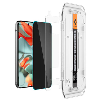Ochranná fólie na displej Privacy Spigen GlastR EZ FIT pro Google Pixel 9 Pro XL, tvrzené sklo, plné lepidlo, sada 2 kusů AGL09313