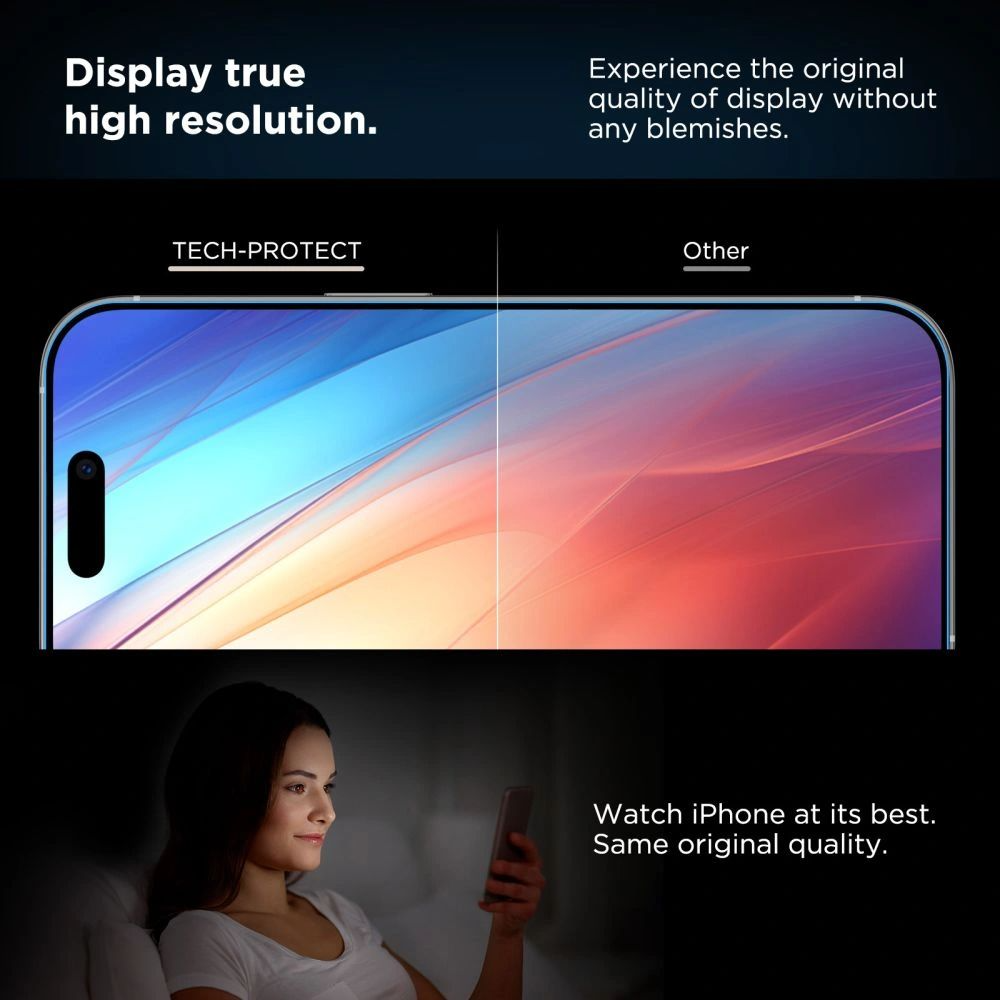 Ochranná fólie na displej Tech-Protect Quick Set+ pro Apple iPhone 17, Tvrzené sklo, Full Glue, Sada 2 kusy, Černá