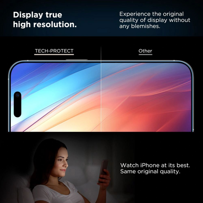 Ochranná fólie na displej Tech-Protect Quick Set+ pro Apple iPhone 17, Tvrzené sklo, Full Glue, Sada 2 kusy, Černá