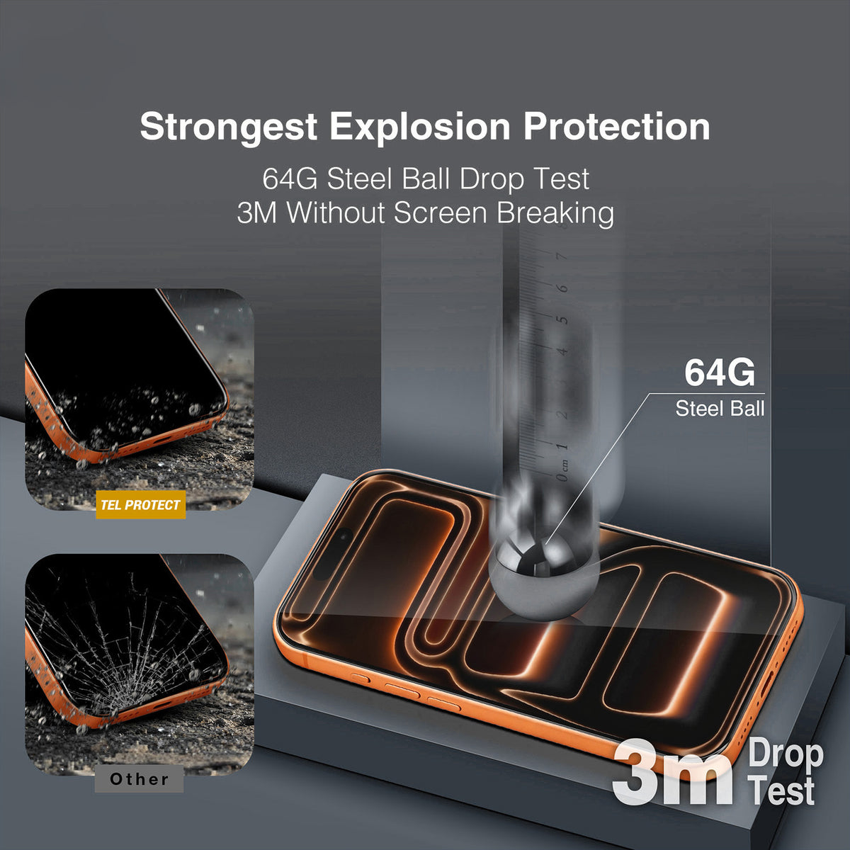 Ochranná fólie na displej Tel Protect 10X HD DLC Diamond Coating pro Apple iPhone 18 Pro Max / 17 Pro Max, tvrzené sklo, celoplošné lepení, černá