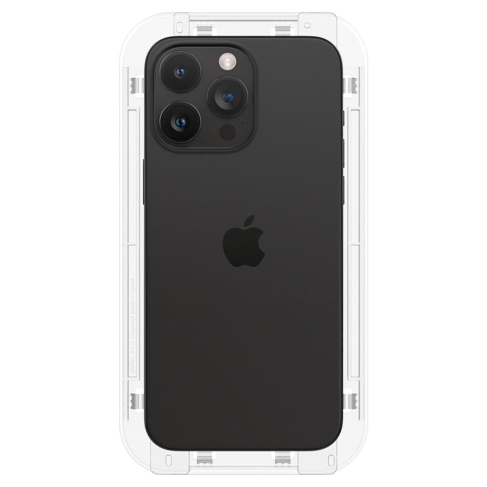 Ochranná fólie na displej Spigen GlastR EZ FIT pro Apple iPhone 15 Pro Max, Tvrzené sklo, Full Glue, Sada 2 kusy AGL06872