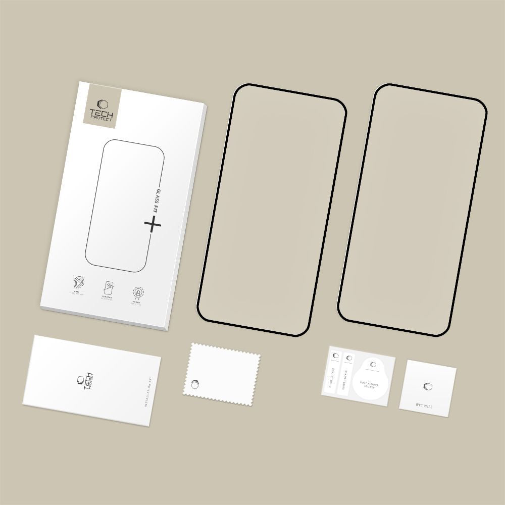 Tech-Protect FIT+ Screen Protector for Xiaomi Redmi Note 15 Pro 5G, Tempered Glass, Full Glue, Set of 2 pieces, 2.5D, Black