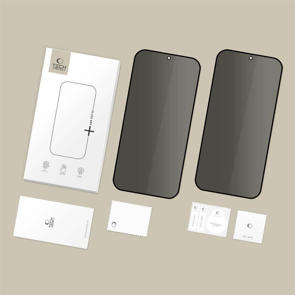 Ochranná fólie na displej Privacy Tech-Protect Spy+ pro Samsung Galaxy S26 Plus S947, Tvrzené sklo, Full Glue, Sada 2 kusy