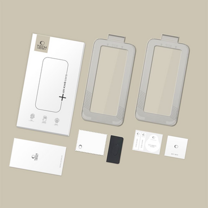 Ochranná fólie na displej Tech-Protect Quick Set+ pro Apple iPhone 17, Tvrzené sklo, Full Glue, Sada 2 kusy, Černá