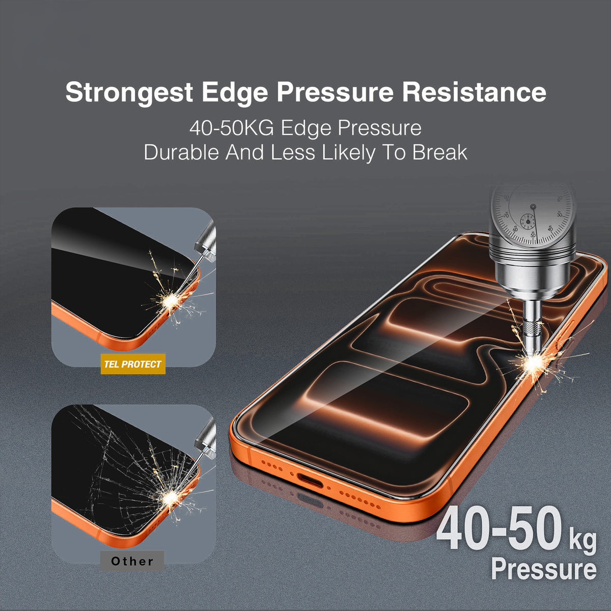 Ochranné sklo na displej Tel Protect 10X HD DLC Diamond Coating pro Apple iPhone 18 Pro / 17 Pro, tvrzené sklo, celoplošné lepení, černé