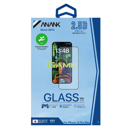 Anank 1X Reinforced Anti-Fingerprint Screen Protector for Apple iPhone 16 Pro, Tempered Glass, Full Glue, 2.5D, Black