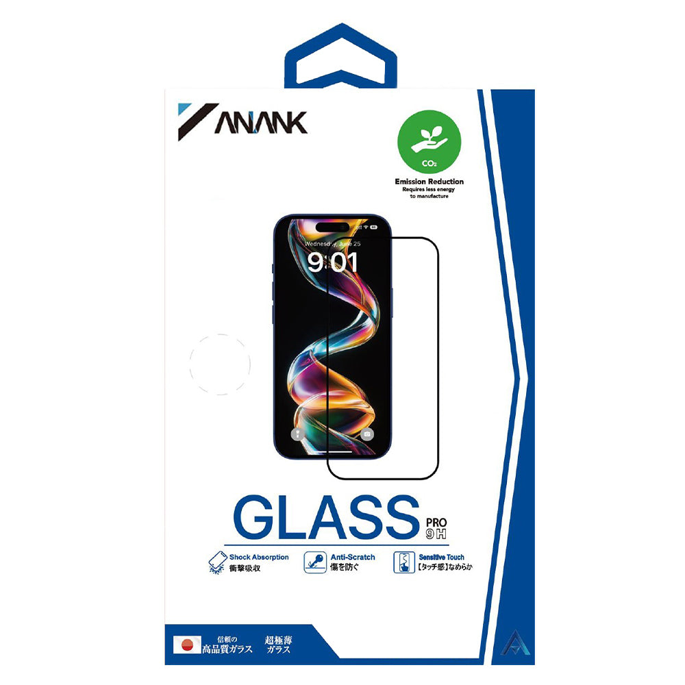 Anank 1X Reinforced Screen Protector for Apple iPhone 16 Pro Max, Tempered Glass, Full Glue, 2.5D, Black
