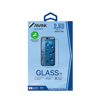 Anank 3X Reinforced Screen Protector for Apple iPhone 16, Tempered Glass, Full Glue, 2.5D, Black